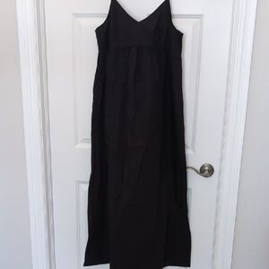 Anthropologie Black Sleeveless V-Neck Maxi Dress